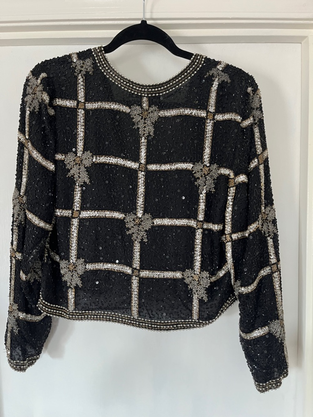 Vintage Embellished Black Sequin Cropped Jacket - Picture 14 of 16